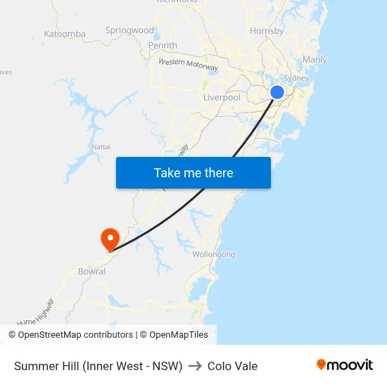 Summer Hill (Inner West - NSW) to Colo Vale map