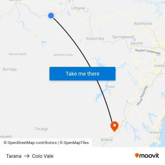 Tarana to Colo Vale map