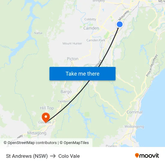 St Andrews (NSW) to Colo Vale map