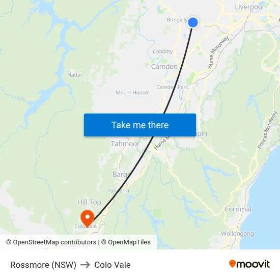 Rossmore (NSW) to Colo Vale map