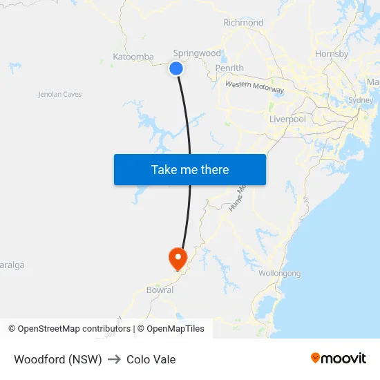 Woodford (NSW) to Colo Vale map