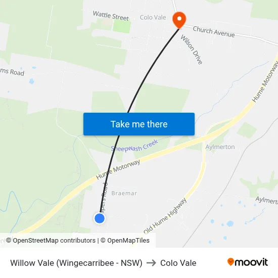 Willow Vale (Wingecarribee - NSW) to Colo Vale map