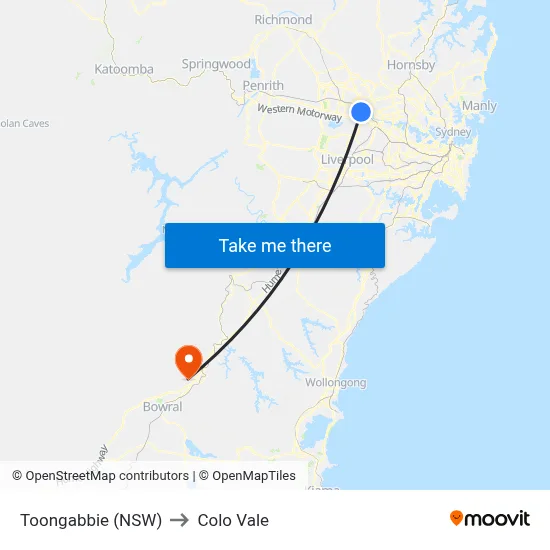Toongabbie (NSW) to Colo Vale map