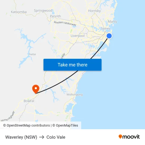 Waverley (NSW) to Colo Vale map