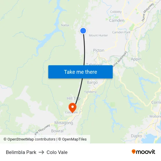 Belimbla Park to Colo Vale map