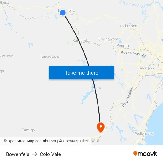 Bowenfels to Colo Vale map