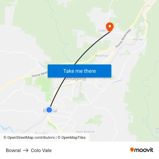 Bowral to Colo Vale map
