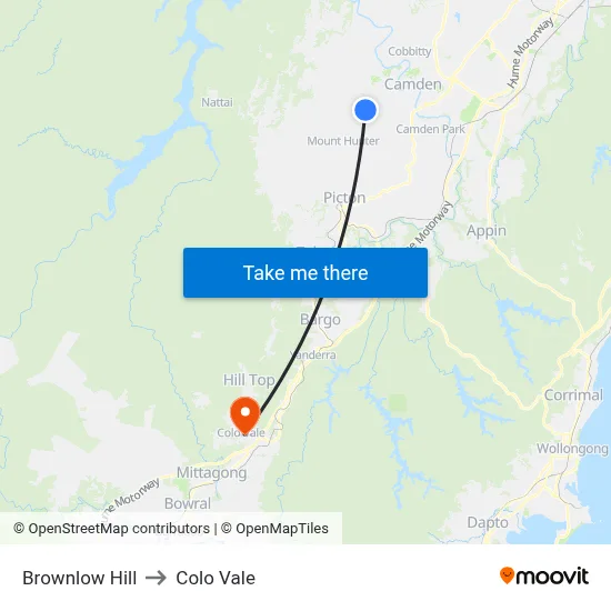 Brownlow Hill to Colo Vale map