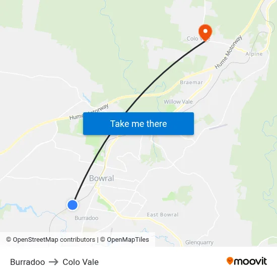 Burradoo to Colo Vale map