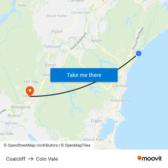 Coalcliff to Colo Vale map