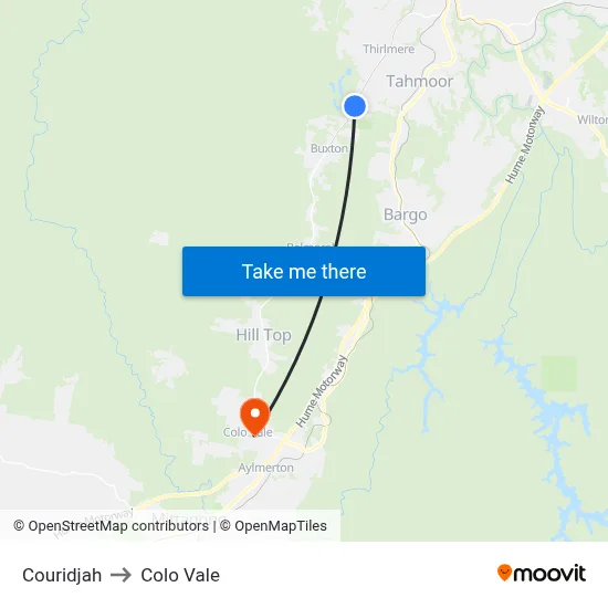 Couridjah to Colo Vale map
