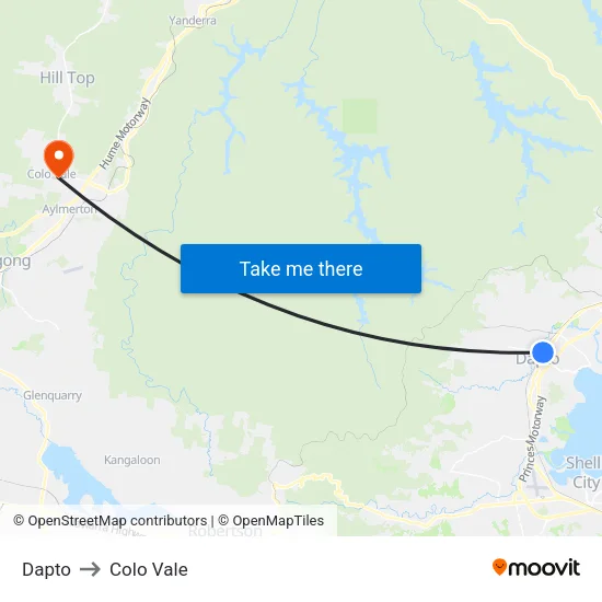 Dapto to Colo Vale map