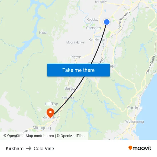 Kirkham to Colo Vale map
