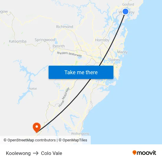 Koolewong to Colo Vale map