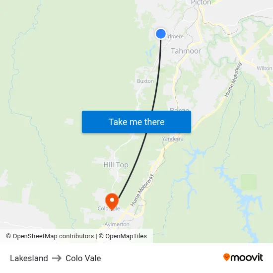Lakesland to Colo Vale map