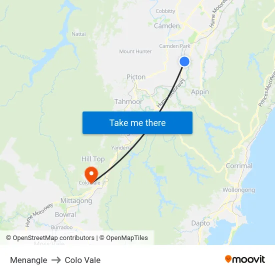Menangle to Colo Vale map