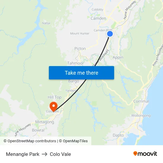 Menangle Park to Colo Vale map