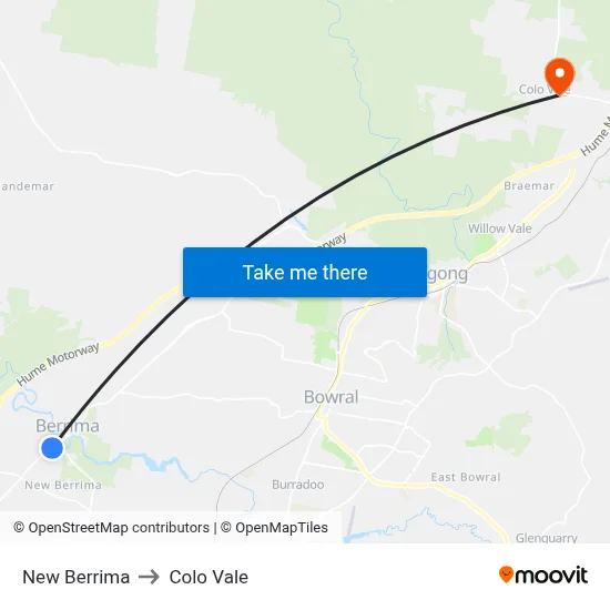 New Berrima to Colo Vale map