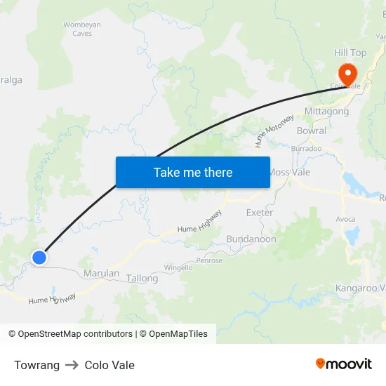 Towrang to Colo Vale map