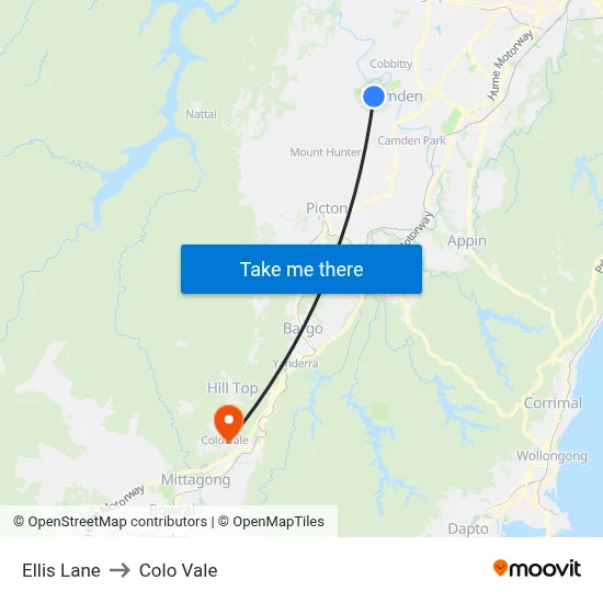 Ellis Lane to Colo Vale map