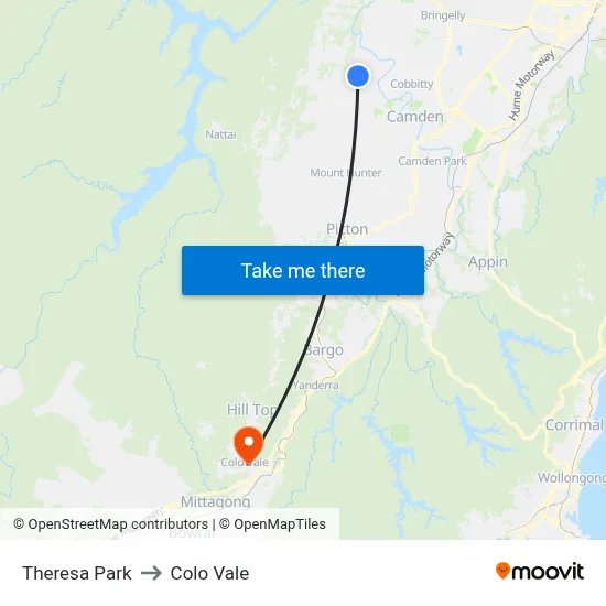 Theresa Park to Colo Vale map