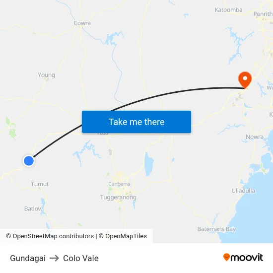 Gundagai to Colo Vale map