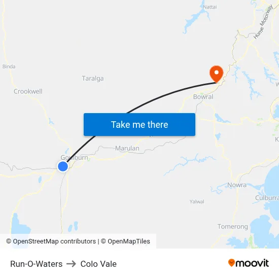 Run-O-Waters to Colo Vale map