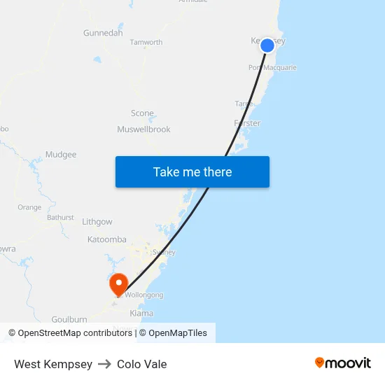 West Kempsey to Colo Vale map