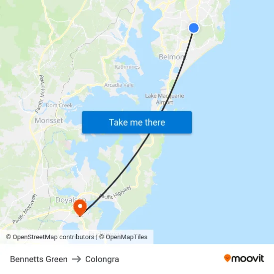 Bennetts Green to Colongra map