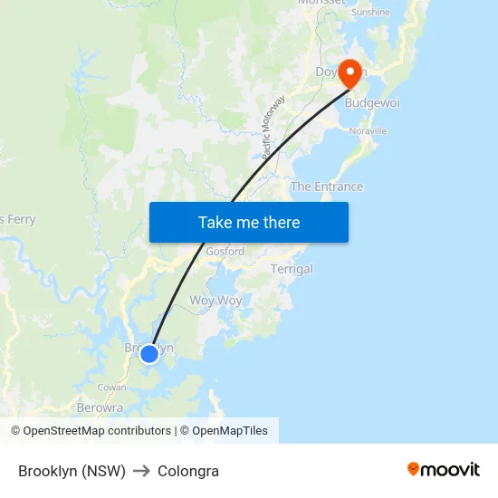 Brooklyn (NSW) to Colongra map