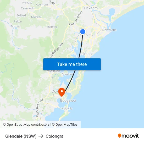 Glendale (NSW) to Colongra map
