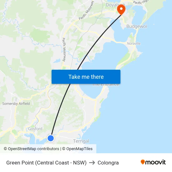 Green Point (Central Coast - NSW) to Colongra map