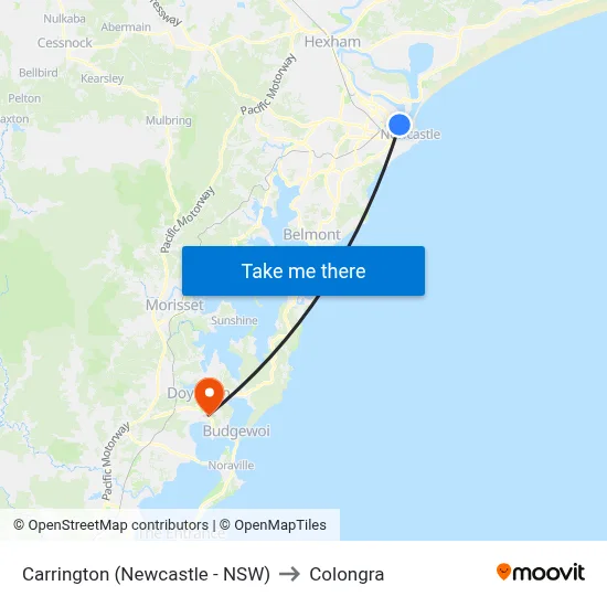 Carrington (Newcastle - NSW) to Colongra map