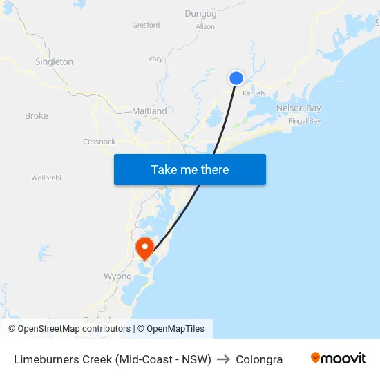Limeburners Creek (Mid-Coast - NSW) to Colongra map