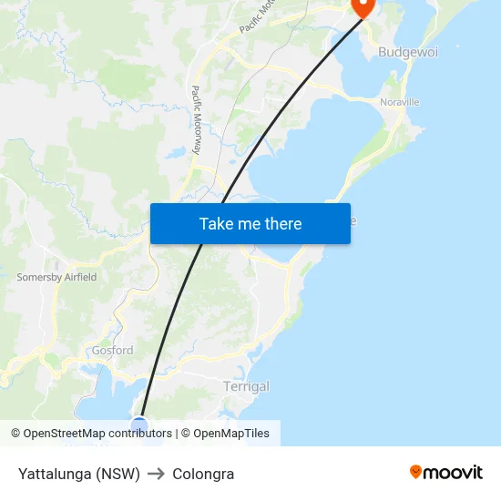 Yattalunga (NSW) to Colongra map