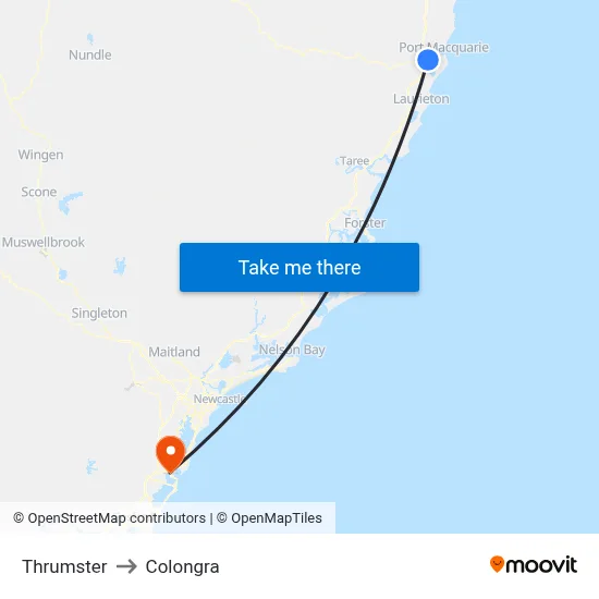 Thrumster to Colongra map