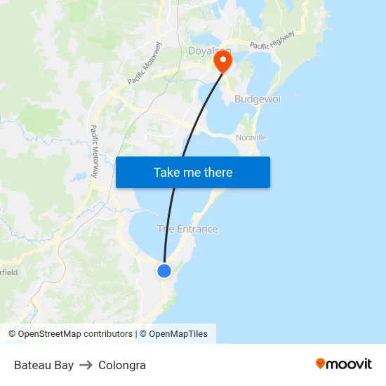 Bateau Bay to Colongra map
