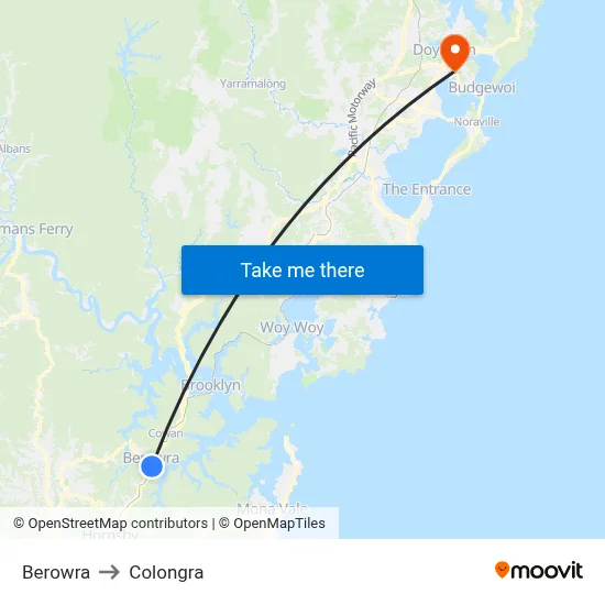 Berowra to Colongra map