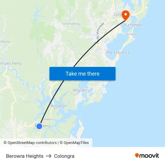 Berowra Heights to Colongra map