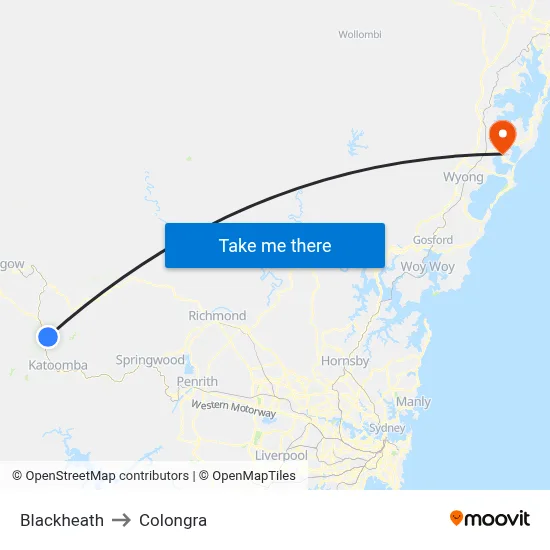 Blackheath to Colongra map