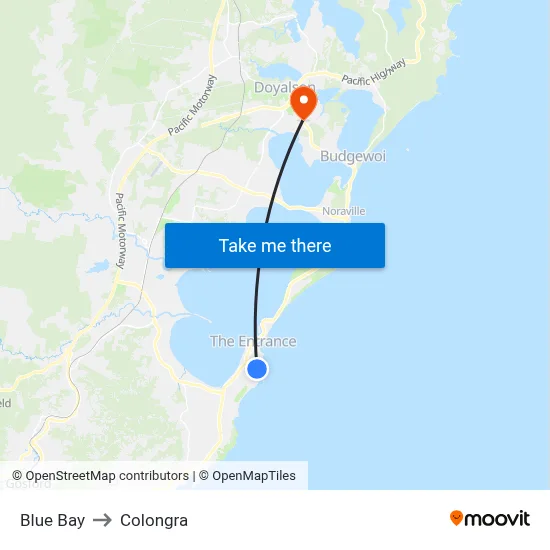 Blue Bay to Colongra map