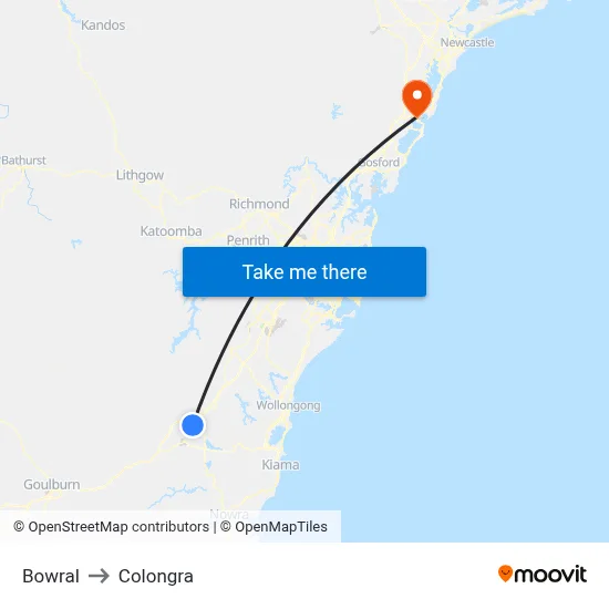 Bowral to Colongra map