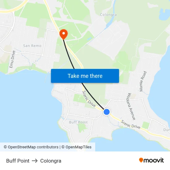 Buff Point to Colongra map