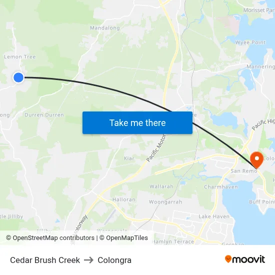 Cedar Brush Creek to Colongra map