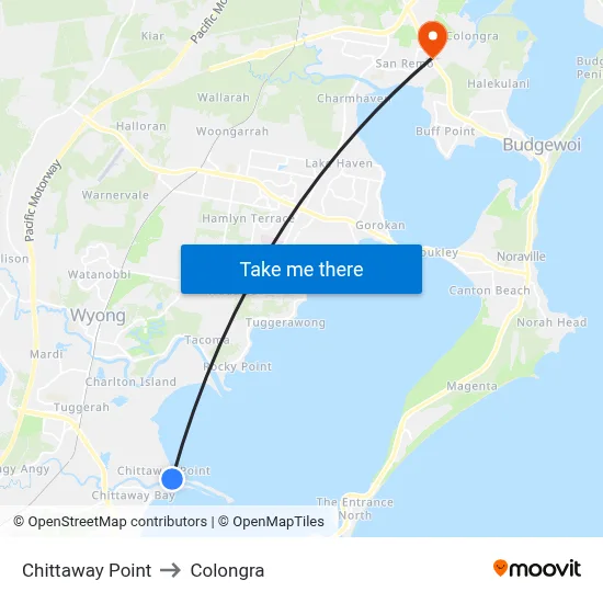 Chittaway Point to Colongra map