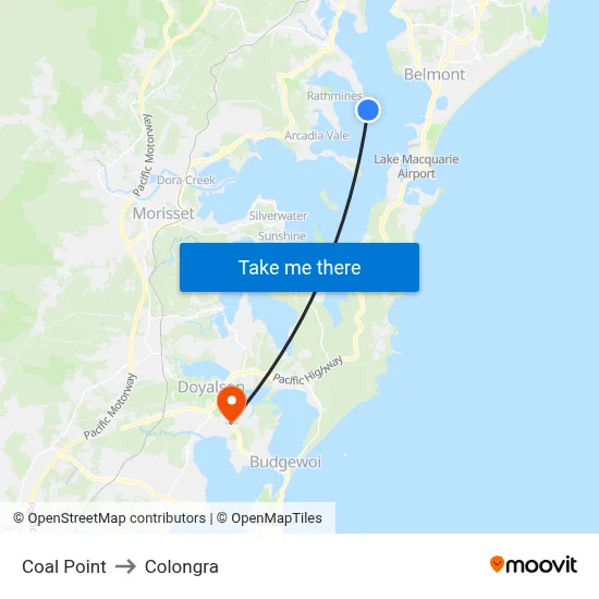 Coal Point to Colongra map