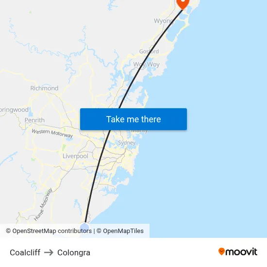 Coalcliff to Colongra map