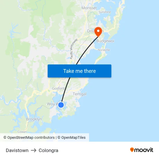 Davistown to Colongra map