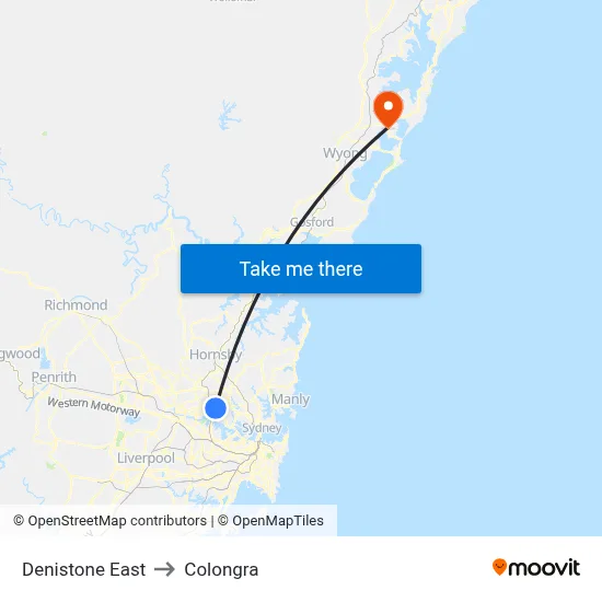 Denistone East to Colongra map