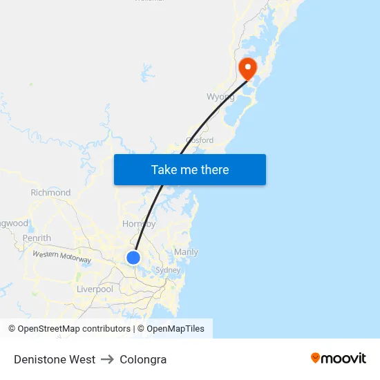 Denistone West to Colongra map